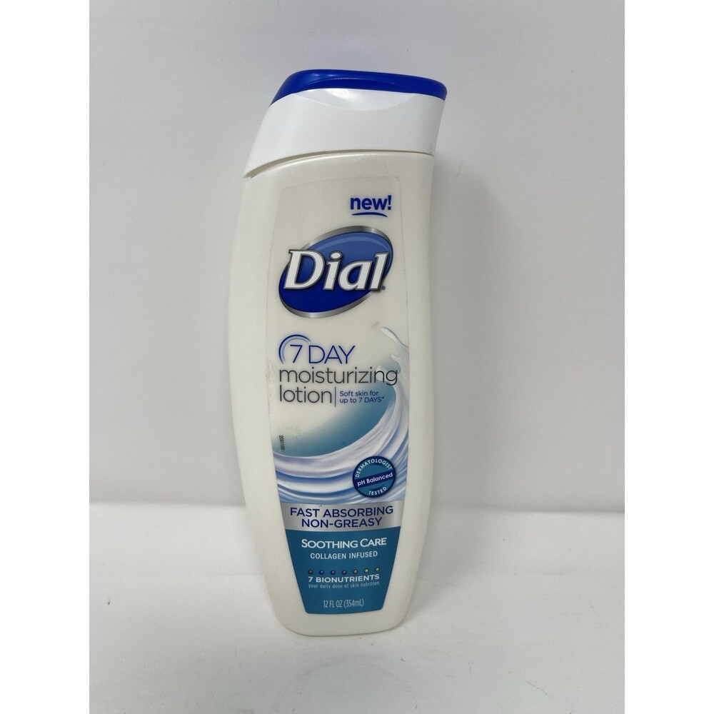 Dial 7 Day Moisturizing Lotion Fast Absorbing Non-Greasy Soothing 12 fl oz New